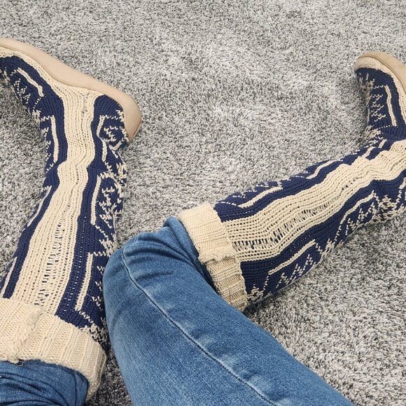 Gypsyz sweater boots size 10 blue and cream - Picture 6 of 7